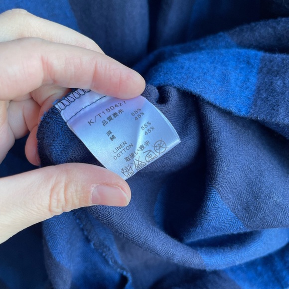 Ichi antiquities blue stripe oversized dress OSFM lagenlook Japan linen 1J - Picture 5 of 5